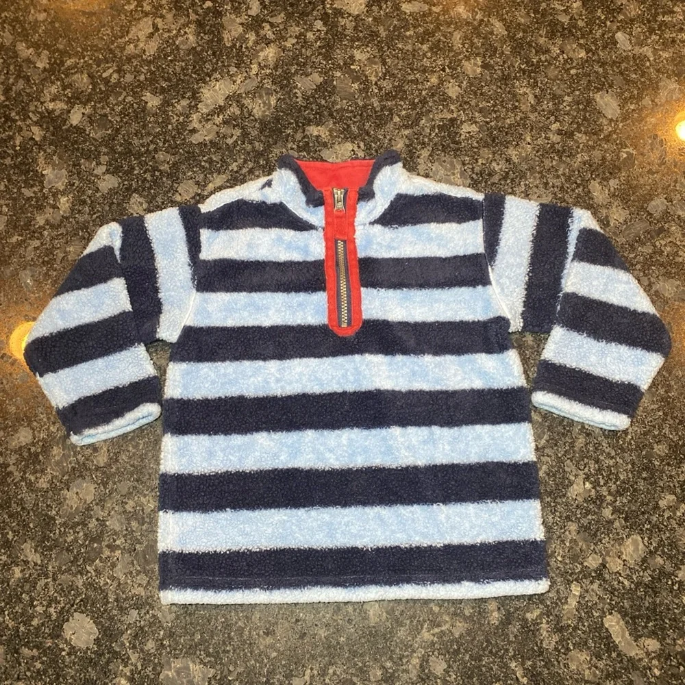 Hanna Andersson Boys 1/4 Zip Pullover Striped Sweater 100 4T Blue